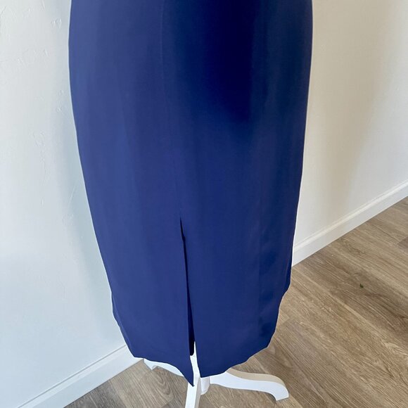 Amanda Uprichard Sleeveless Keyhole Midi Sheath Dress Blue Size L - Picture 8 of 10
